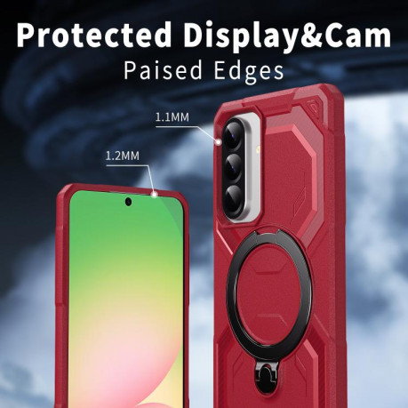 Противоударный чехол Frosted MagSafe Holder для Samsung Galaxy A36 5G - красный