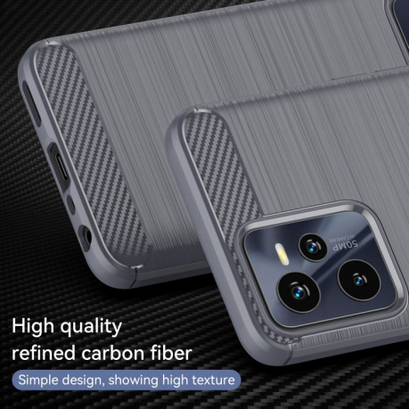 Чехол Brushed Texture Carbon Fiber на Realme C35 - серый