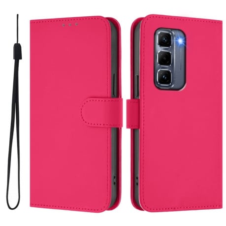 Чехол-книжка Skin Feel Solid Color Leather для Infinix Hot 50 Pro+ - пурпурно-червоний