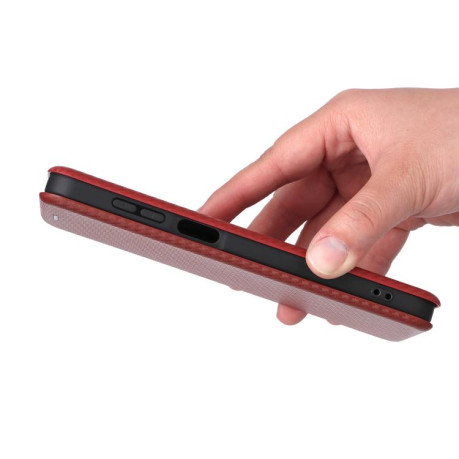 Чехол-книжка Carbon Fiber Texture на Samsung Galaxy M16 5G / F16 5G - коричневый