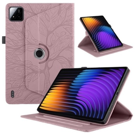 Чехол-книжка Tree Life Embossed Rotation Leather для Xiaomi Pad 7 / 7 Pro - розовое золото