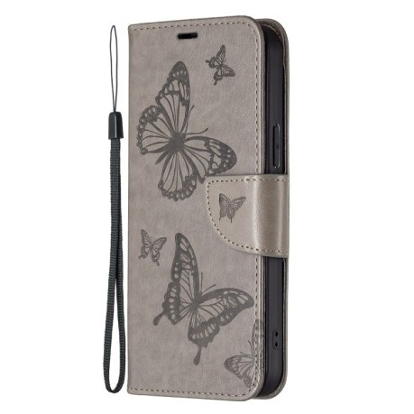 Чехол-книжка Butterflies Pattern для Samsung Galaxy A14 5G - серый