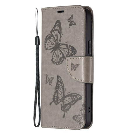 Чехол-книжка Butterflies Pattern на Xiaomi Redmi Note 13 5G - серый