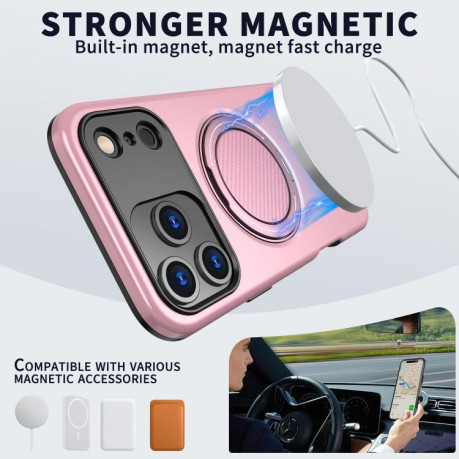 Противоударный чехол Kalebol с MagSafe и подставкой на iPhone 17 Pro Max - розовый