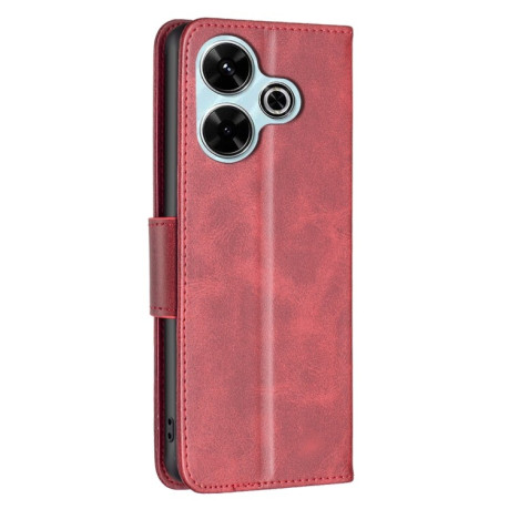 Чехол-книжка Lambskin Texture Pure Color для Xiaomi Poco M6 4G / Redmi 13 4G - красный