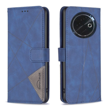 Чехол-книжка с фактурой Rhombus и магнитным хлястиком на Tecno Spark 30C — синий