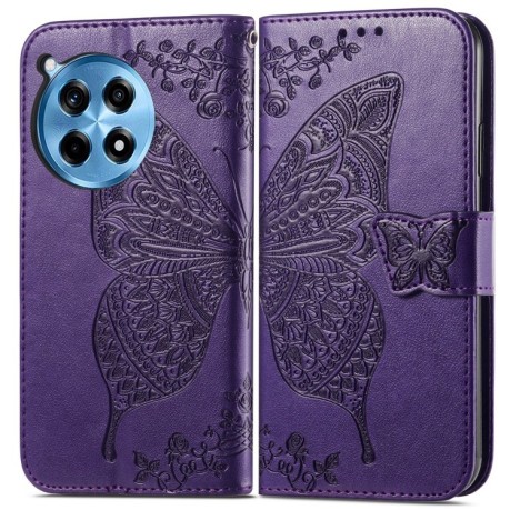 Чехол-книжка Butterfly Love Flower Embossed для OnePlus Ace 3 Pro - фиолетовый