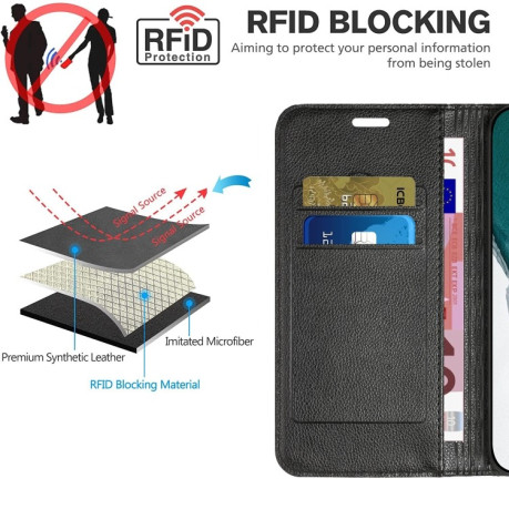 Чехол-книжка RFID Diamond Lattice для iPhone 14/13 - черный