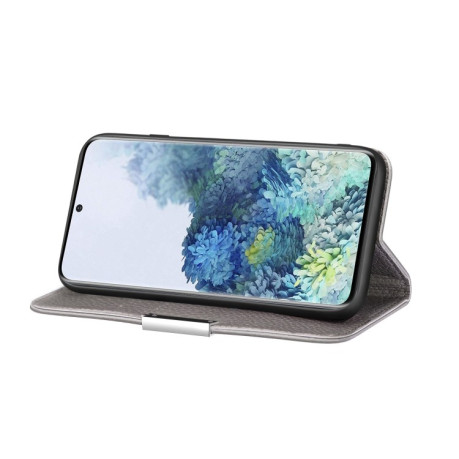 Чехол-книжка Litchi Texture Solid Color на Samsung Galaxy S21 FE - серый