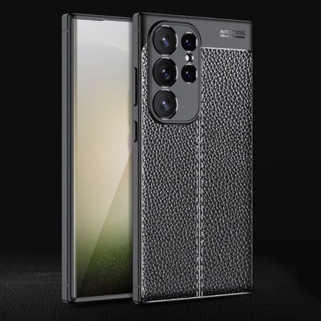 Протиударний чохол Litchi Texture на Samsung Galaxy S24 Ultra 5G - чорний