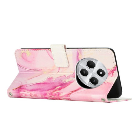 Чохол-книжка Painted Marble Pattern для Xiaomi Redmi 14C 4G/Poco C75/Redmi A4 5G - рожеве золото