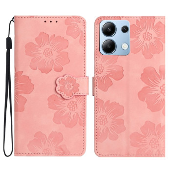 Чохол-книжка Flower Embossing Pattern для Xiaomi Redmi Note 14 4G - рожевий