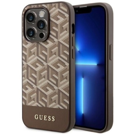 Оригинальный чехол Guess GCube Stripes MagSafe для iPhone 14 Pro Max -  brown