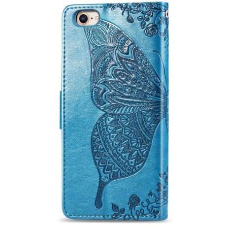 Чохол-книжка Butterfly Love Flower Embossed для iPhone 16e - синій
