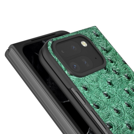 Шкіряний чохол ABEEL Genuine Leather Ostrich Texture для Google Pixel 9 Pro Fold - зелений