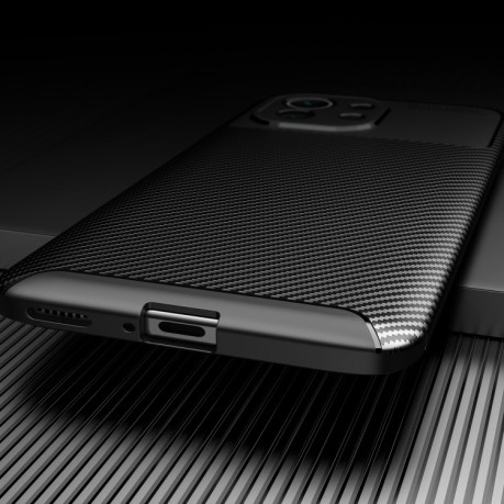 Ударозахисний чохол HMC Carbon Fiber Texture на Xiaomi Mi 11 - коричневий
