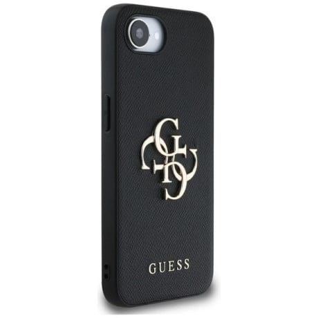 Оригинальный чехол Guess Grained 4G Metal Logo для iPhone 16e - Black