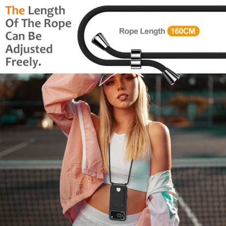 Силиконовый чехол Integrated Card Bag Solid Color Liquid Silicone на iPhone 17 Pro Max - черный