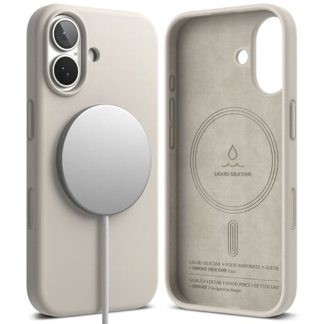 Оригінальний силіконовий чохол Ringke Silicone Magnetic з MagSafe на iPhone 17 - Beige