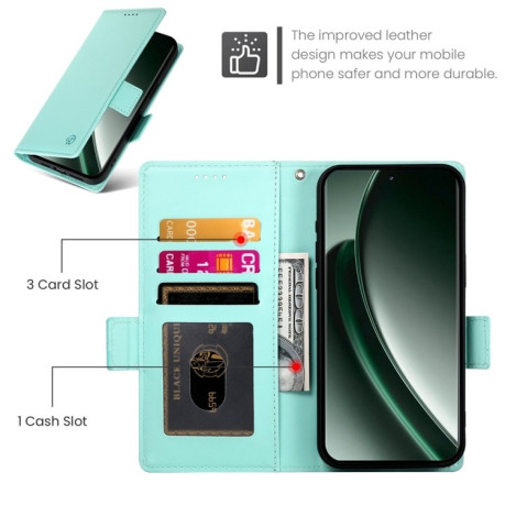 Чехол-книжка Side Buckle Magnetic Frosted Leather для Realme GT 6 Global/ Realme GT 6 4G - зеленый