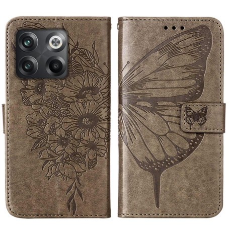 Чохол-книжка Embossed Butterfly для OnePlus 10T 5G/Ace Pro - сірий