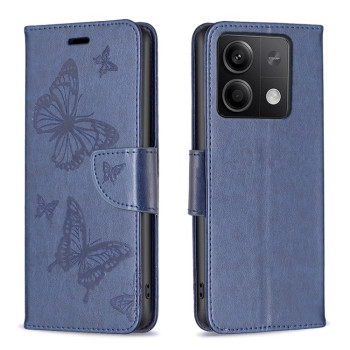 Чехол-книжка Butterflies Pattern на   Xiaomi Redmi Note 13 4G - синий