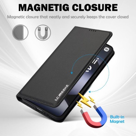 Чохол-книжка LCIMEEKE LC-001 Series для Xiaomi Redmi Note 14 4G 164.84mm - чорний