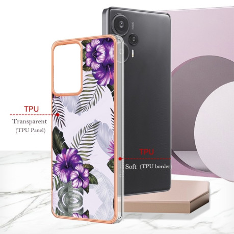 Противоударный чехол Electroplating IMD для Xiaomi Redmi Note 12 Turbo/Poco F5 - Flower