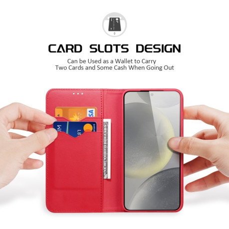 Шкіряний чохол-книжка DUX DUCIS Hivo Series  для Samsung Galaxy S25 5G - червоний