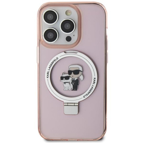 Оригінальний чохол Karl Lagerfeld Ring Stand Karl Choupette MagSafe для iPhone 15 Pro Max - pink(KLHMP15XHMRSKCP)