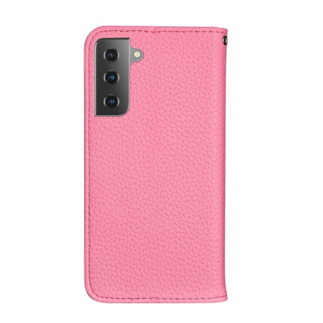 Чохол-книжка Litchi Texture Solid Color Samsung Galaxy S21 FE - рожевий