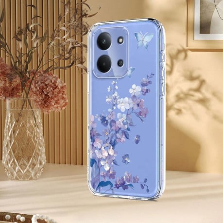 Чехол Flower Pattern Painted на Xiaomi Redmi 15C 5G / 4G EU 173mm - фиолетовый