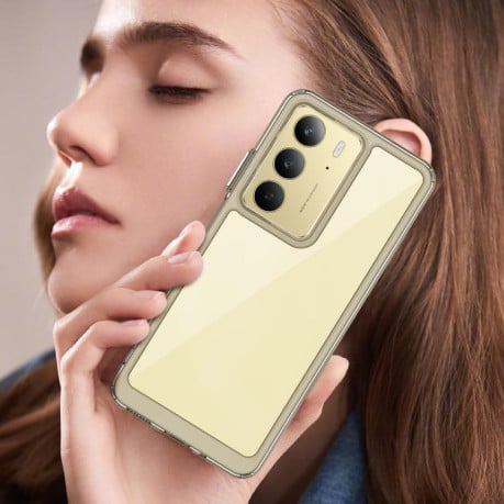 Протиударний чохол Colorful Acrylic Series з кольоровою силіконовою боковиною на Realme C75 - сірий