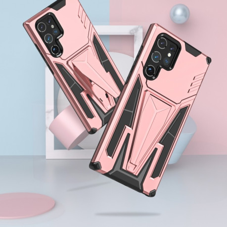 Противоударный чехол Super V Armor для Samsung Galaxy S22 Ultra 5G - розовое золото