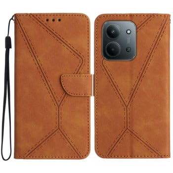 Чохол-книжка Stitching Embossed Leather на Xiaomi Redmi 15C 5G / 4G EU 173mm - коричневий