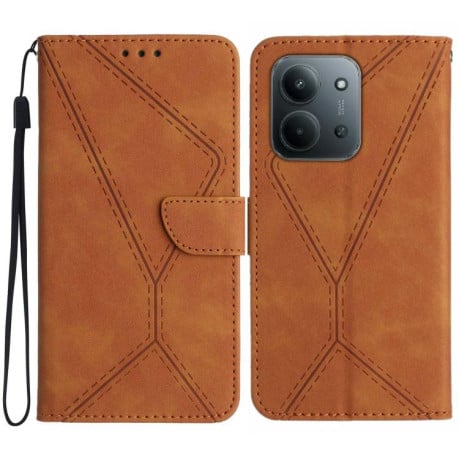 Чехол-книжка Stitching Embossed Leather на Xiaomi Redmi 15C 5G / 4G EU 173mm - коричневый
