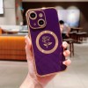 Протиударний чохол Electroplate Side Roses Flower MagSafe для iPhone 15 - фіолетовий