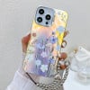 Чехол Electroplating Laser Flower Phone Case with Wrist Strap  для iPhone 16 Pro - Chrysanthemum