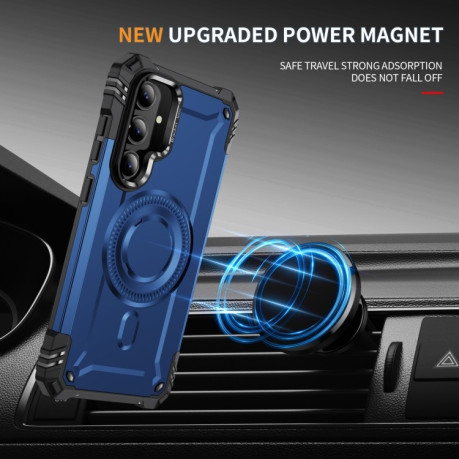 Протиударний чохол MagSafe Lens Holder PC Hybrid TPU  для Samsung Galaxy S24 FE 5G - синій