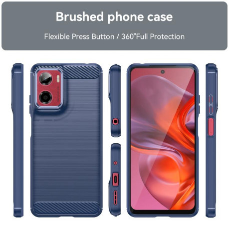 Противоударный чехол Brushed Texture Carbon Fiber на Motorola Moto E15 - синий