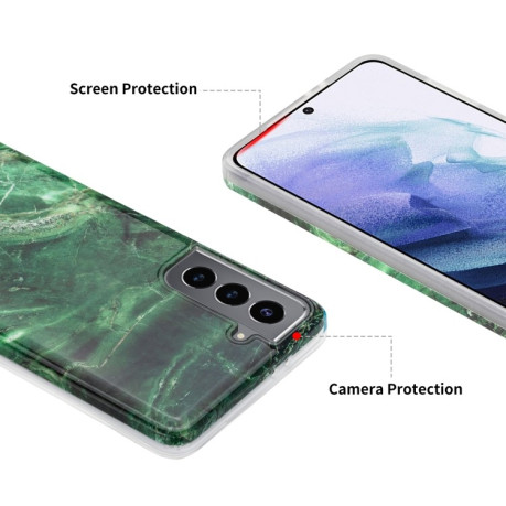Противоударный чехол Glossy Marble IMD на Samsung Galaxy S21 - зеленый