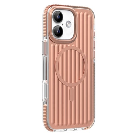 Чохол Mutural Corrugated Texture Magsafe Magnetic Shockproof для iPhone 16 - Antique Brass