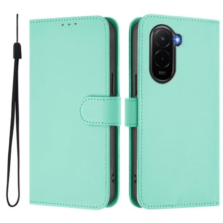 Чехол-книжка с мягким покрытием (Skin Feel) со шнурком на Xiaomi Poco M7 4G 169mm - зеленый