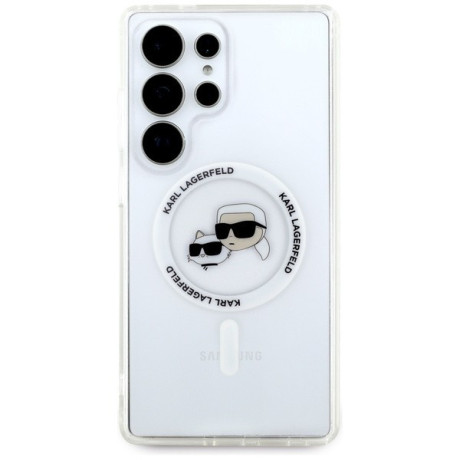 Оригінальний чохол Karl Lagerfeld Button Karl &amp; Choupette Heads Printed Logo MagSafe для Samsung Galaxy S25 Ultra - white