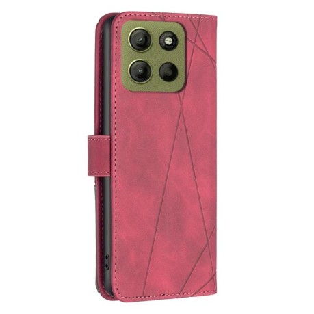 Чехол-книжка Rhombus Texture для Motorola Moto G15 - красный