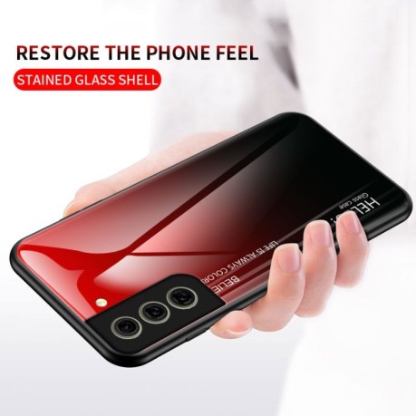 Скляний чохол Gradient Color на Samsung Galaxy S21 FE - червоний