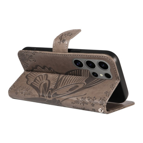 Чохол-книжка Swallowtail Butterfly Embossed Leather для Samsung Galaxy S25 Ultra 5G - сірий