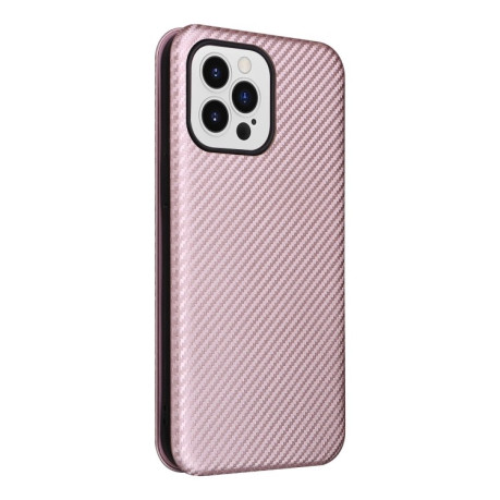 Чехол-книжка Carbon Fiber Texture на iPhone 14 Pro Max - розовый
