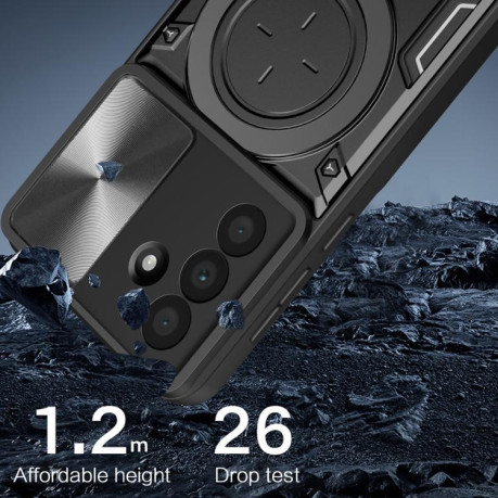 Противоударный чехол CD Texture Sliding Camshield Magnetic Holder на Samsung Galaxy A36 5G - красный