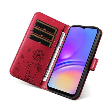 Чехол-книжка Dandelion Embossed Pattern Flip Leather на Samsung Galaxy A07 5G - красный